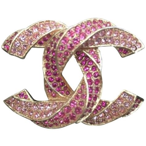 chanel 2005 p pink rhinestone cc brooch